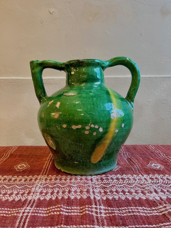 Rare 19th Century Green Glazed  Terracotta  Water /Oil Pourer