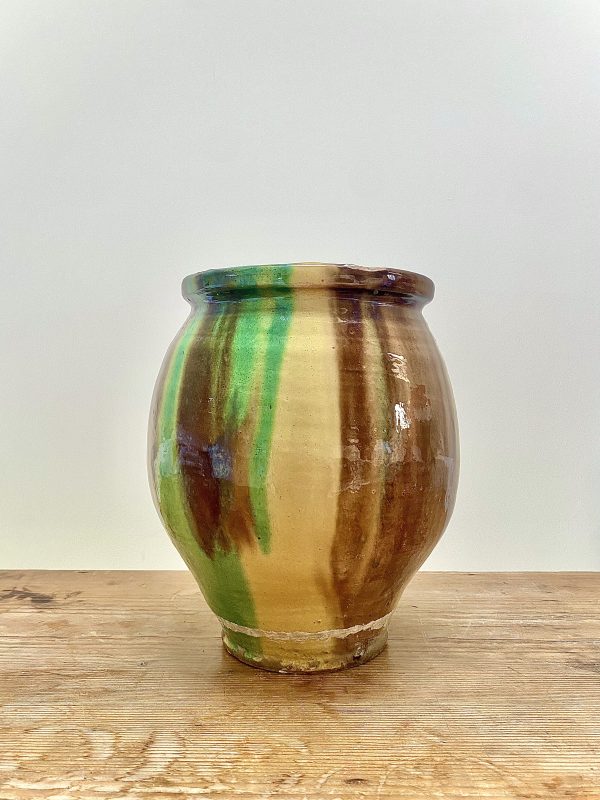 French 19th Century Striped Glazed Terracotta Pot