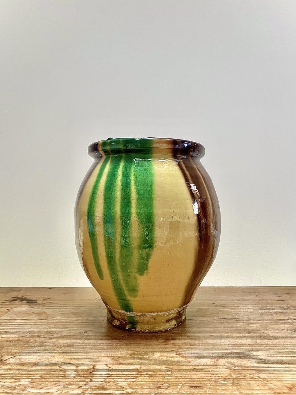 French 19th Century Striped Glazed Terracotta Pot - Image 2