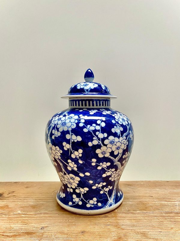 Chinese Blue & White Porcelain Ginger Jar, C. 1900, Qing Dynasty