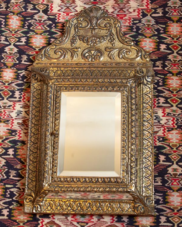 A Brass Dutch Cushion Mirror Brush Mirror , C. 1900