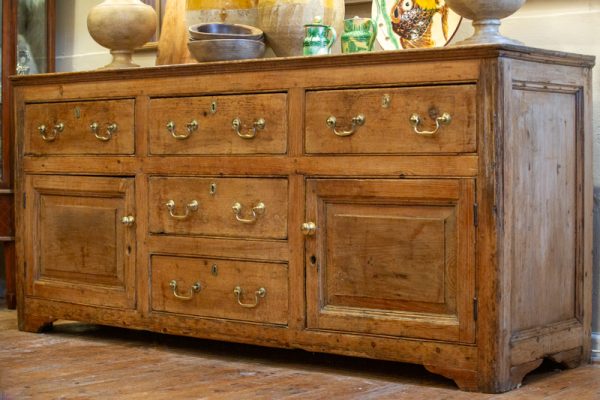 A Fine 19th C. English Pine Housekeepers Cabinet/Dresser Base