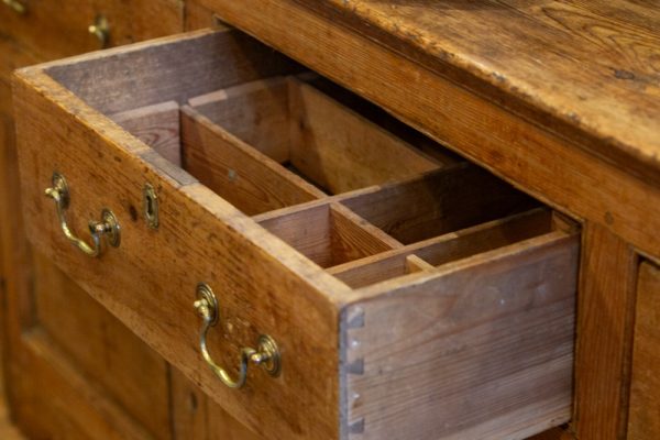 A Fine 19th C. English Pine Housekeepers Cabinet/Dresser Base - Image 7