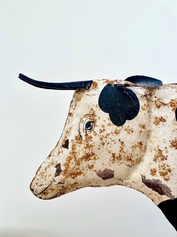 Vintage Folk Art Metal Cow - Image 2