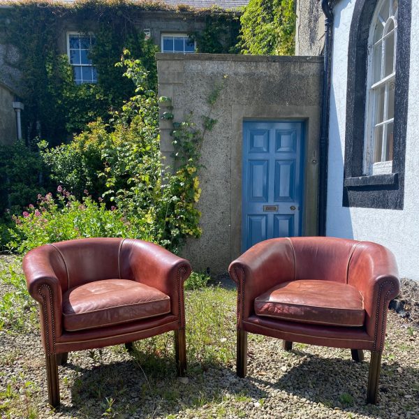 A Fine Pair of Leather Tub Chairs, C. 1950/60
