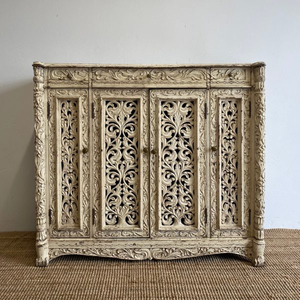 Indian Carved Wooden Side Cabinet
