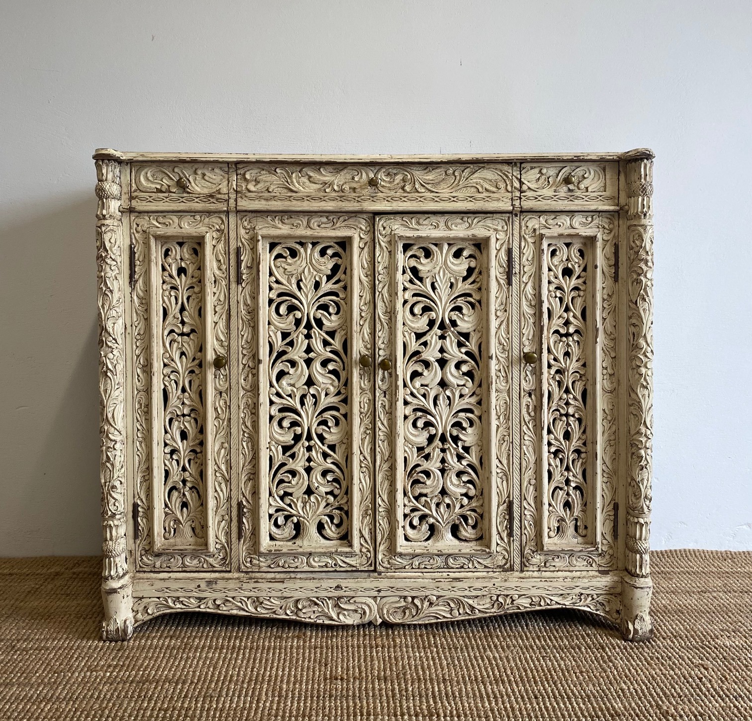 Indian Carved Wooden Side Cabinet