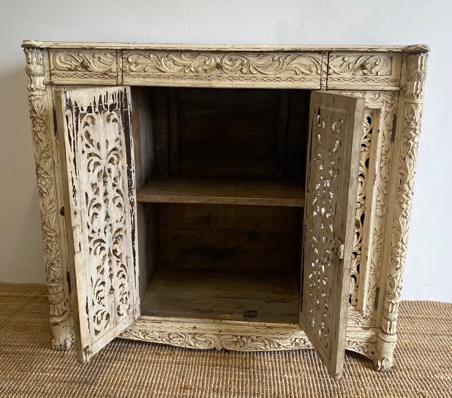 Indian Carved Wooden Side Cabinet - Image 6