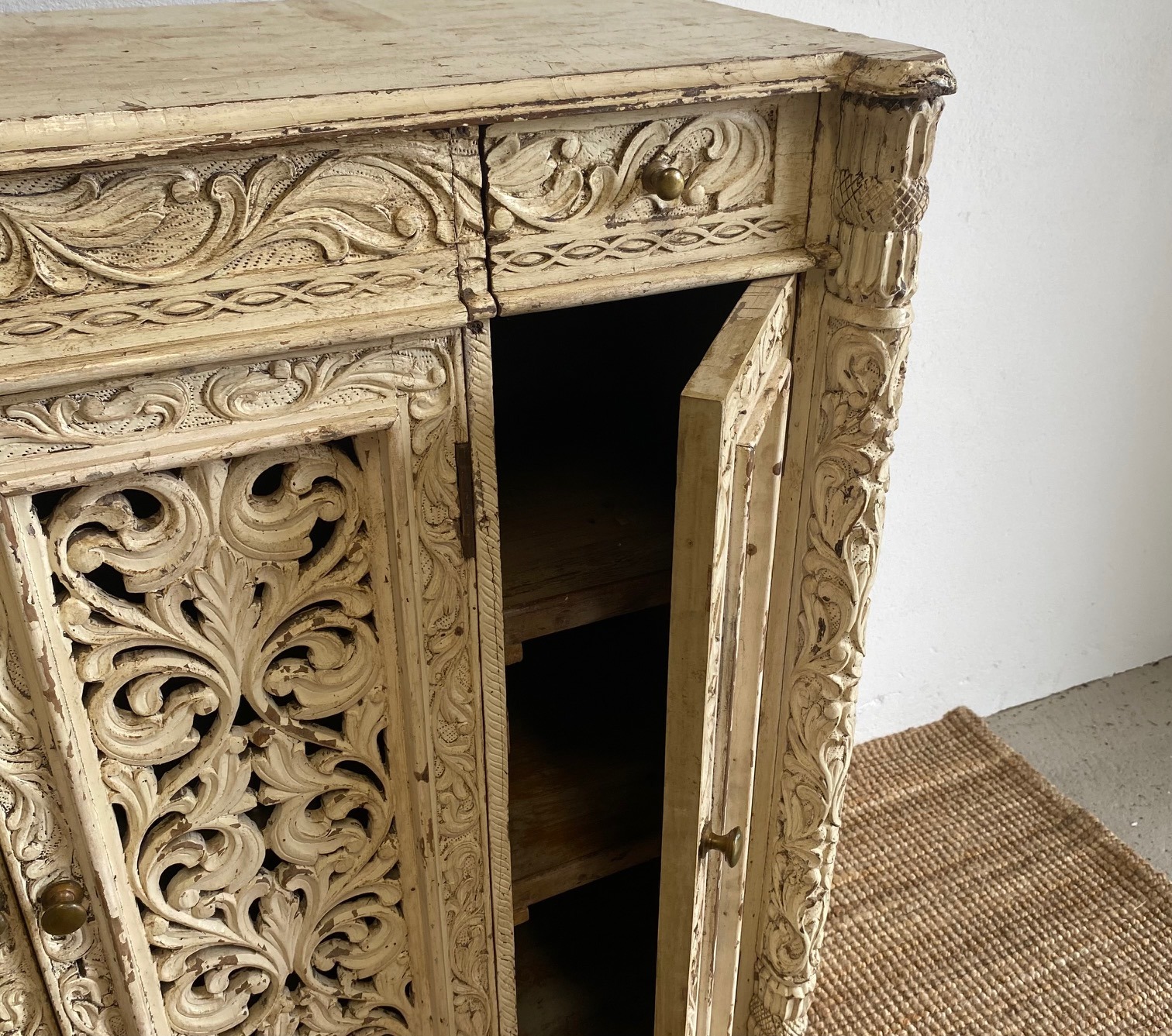 Indian Carved Wooden Side Cabinet - Image 8