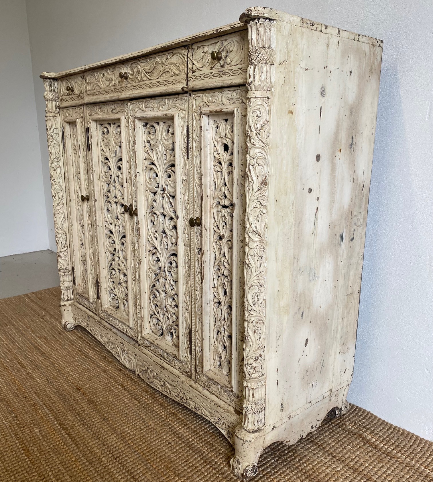 Indian Carved Wooden Side Cabinet - Image 9