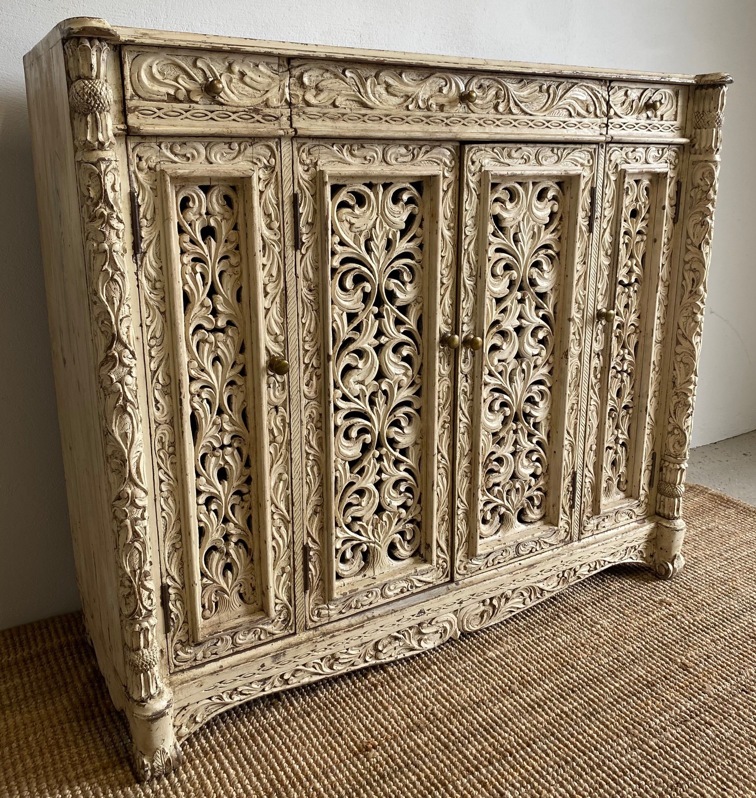 Indian Carved Wooden Side Cabinet - Image 10