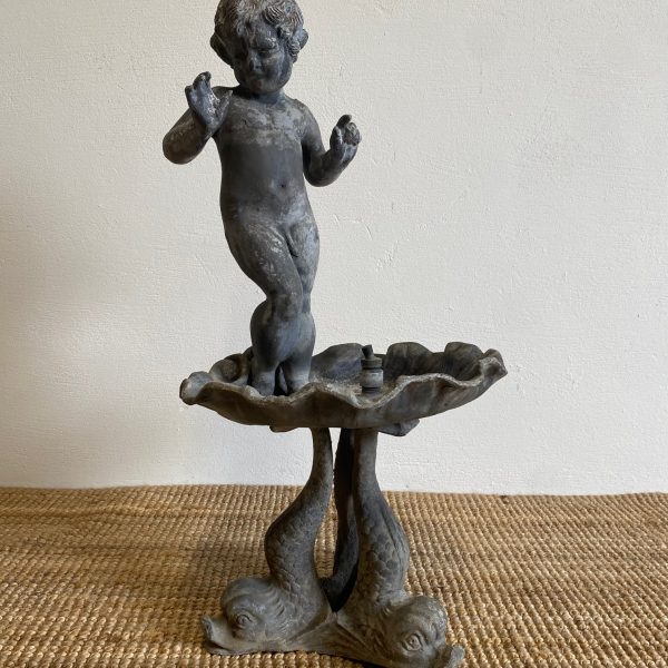 French Lead Cherub Fountain, 19th C.