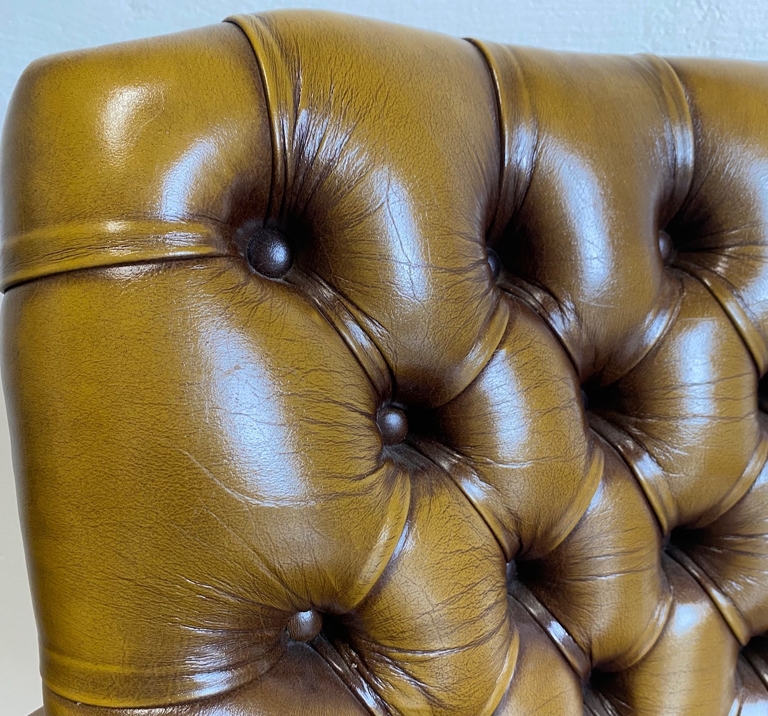 Olive Leather Desk Chair. C 1910-20 - Image 3