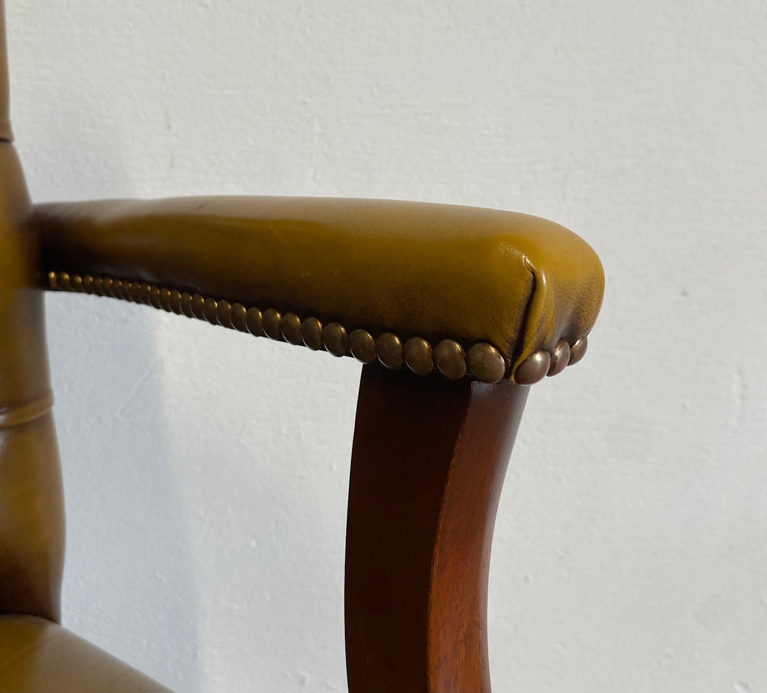 Olive Leather Desk Chair. C 1910-20 - Image 4