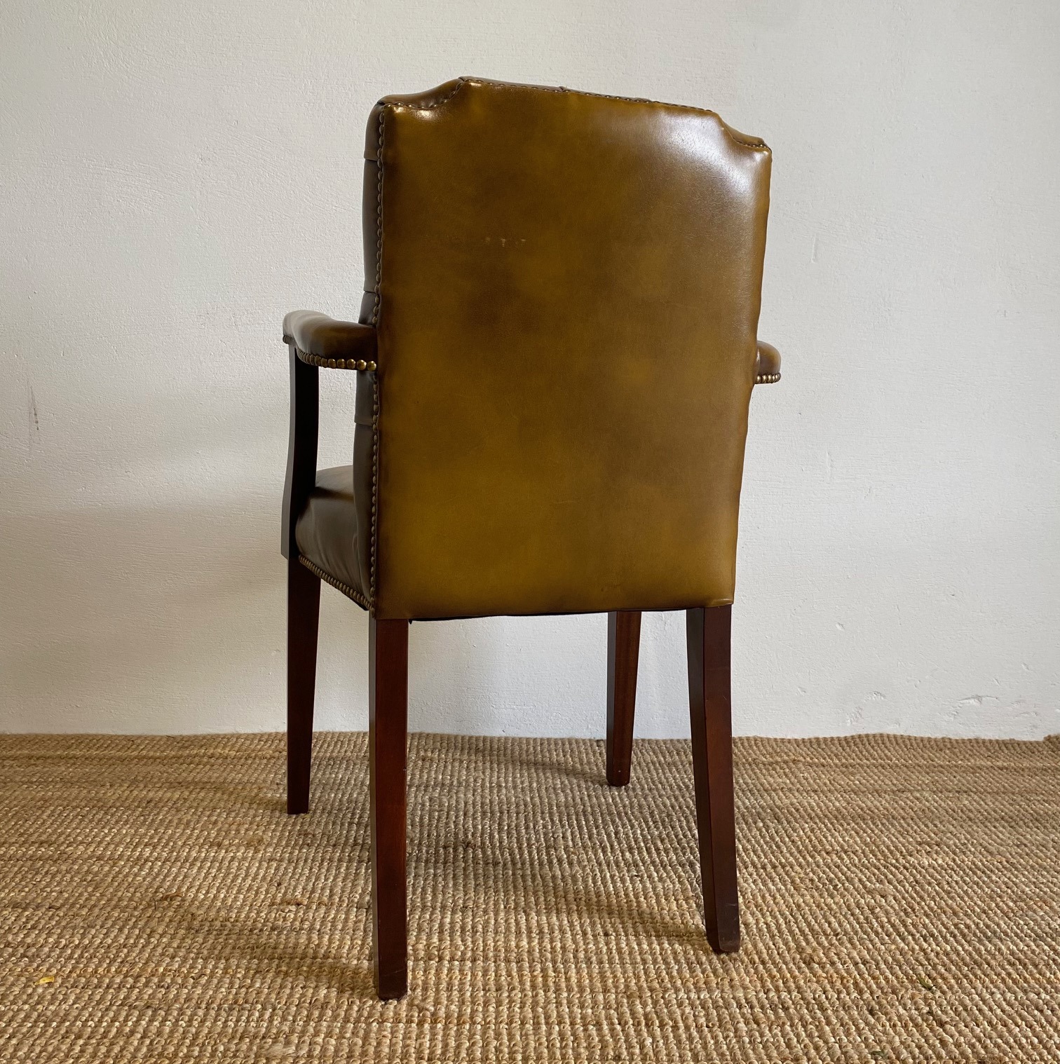 Olive Leather Desk Chair. C 1910-20 - Image 5
